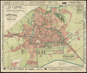210074 Plattegrond van de stad Utrecht met weergave van de bebouwing, straatnamen en tramlijnen evenals de grenzen van ...